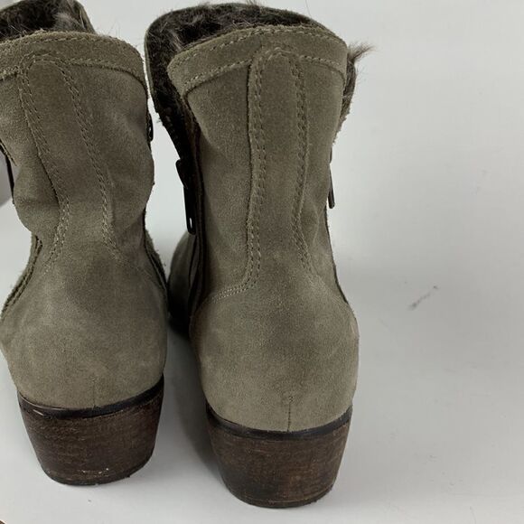 Seyshelles lucky Penny Booties in Olive Green suede with faux fur lining - Picture 11 of 14